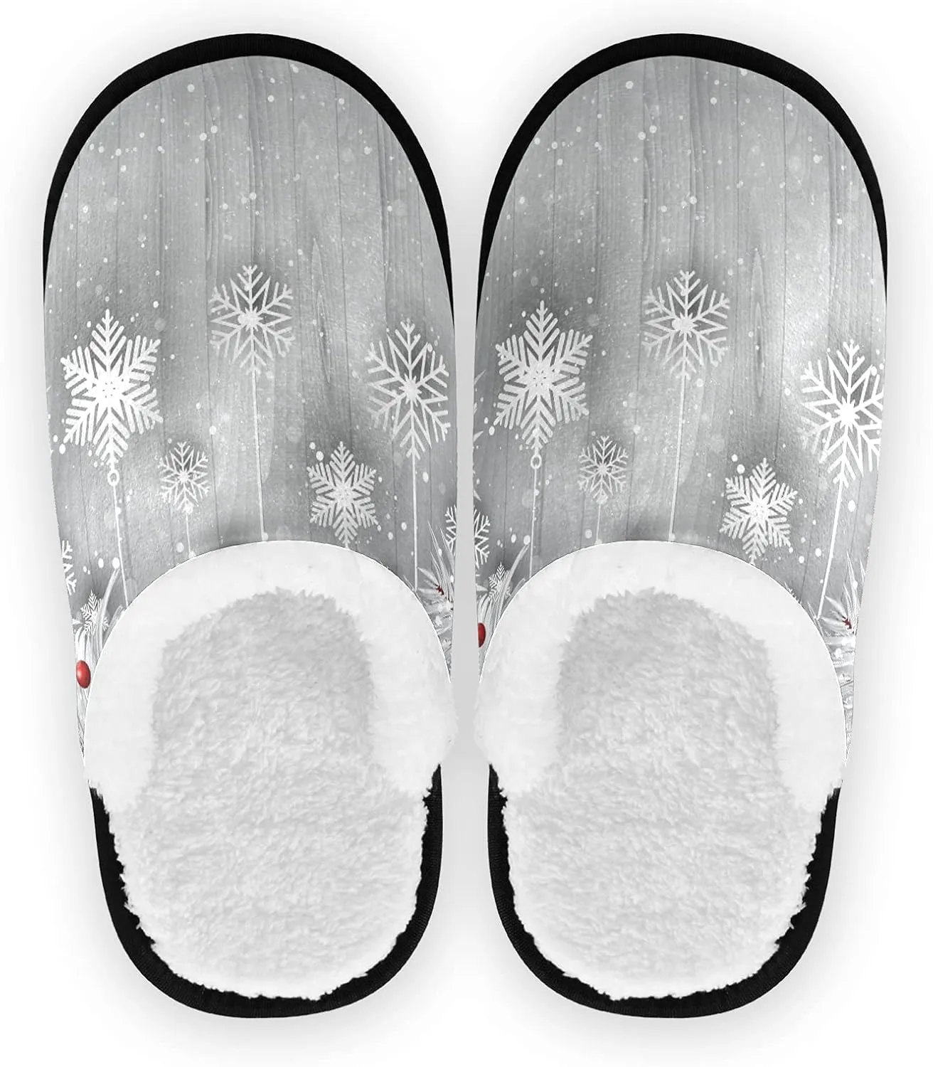 Unisex Slippers Fuzzy Feet Plush Slippers Anti-Slip Warm House Shoes M/L