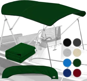 Universal 3 Bow Bimini Top Replacement Canvas, Bimini Top Canvas Only with Zip-On Storage Boot, 900D Marine Grade, Waterproof, Fadeproof Sun Shade Boat Canopy, No Frame, 54-60" W, Hunter Green