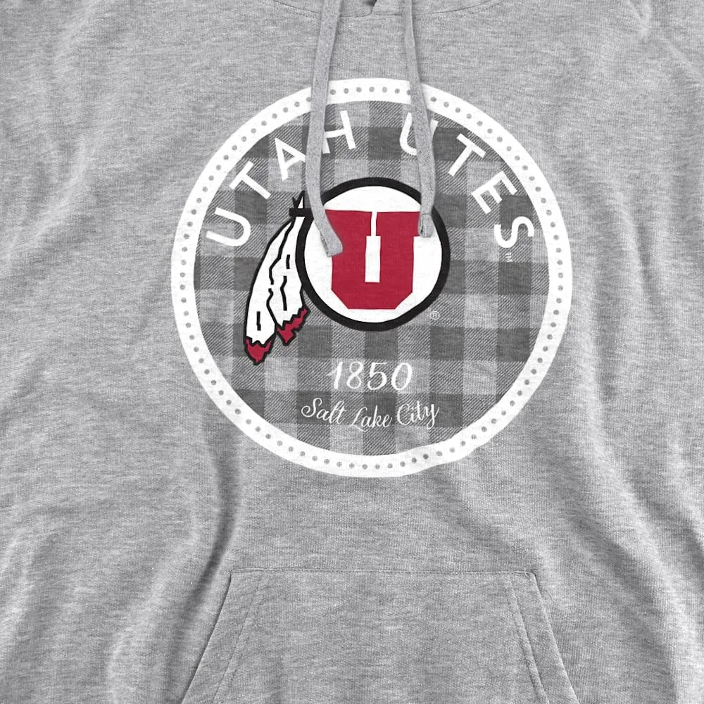 University of Utah Official Plaid Badge Unisex Adult Pull-Over Hoodie