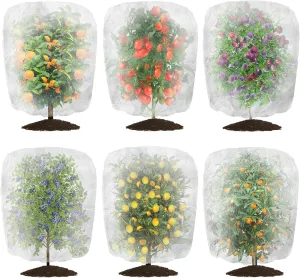Unves 6 Pcs 3.5 x 2.3 Ft Garden Bird Netting for Blueberry Bushes, Plant Fruit Tree Netting for Blueberry Bush Vegetables Flower Protection, Fruits Trees Insect Bug Bird Net