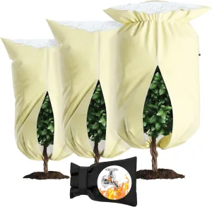 Upgrade Plant Cover Freeze Protection, 3 Packs 3 Sizes 47x72” 39x47” 39x32” Thicken 3oz/yd² Trees Frost Blankets Drawstring Bag Reusable for Potted Winter Cold Garden Supplies