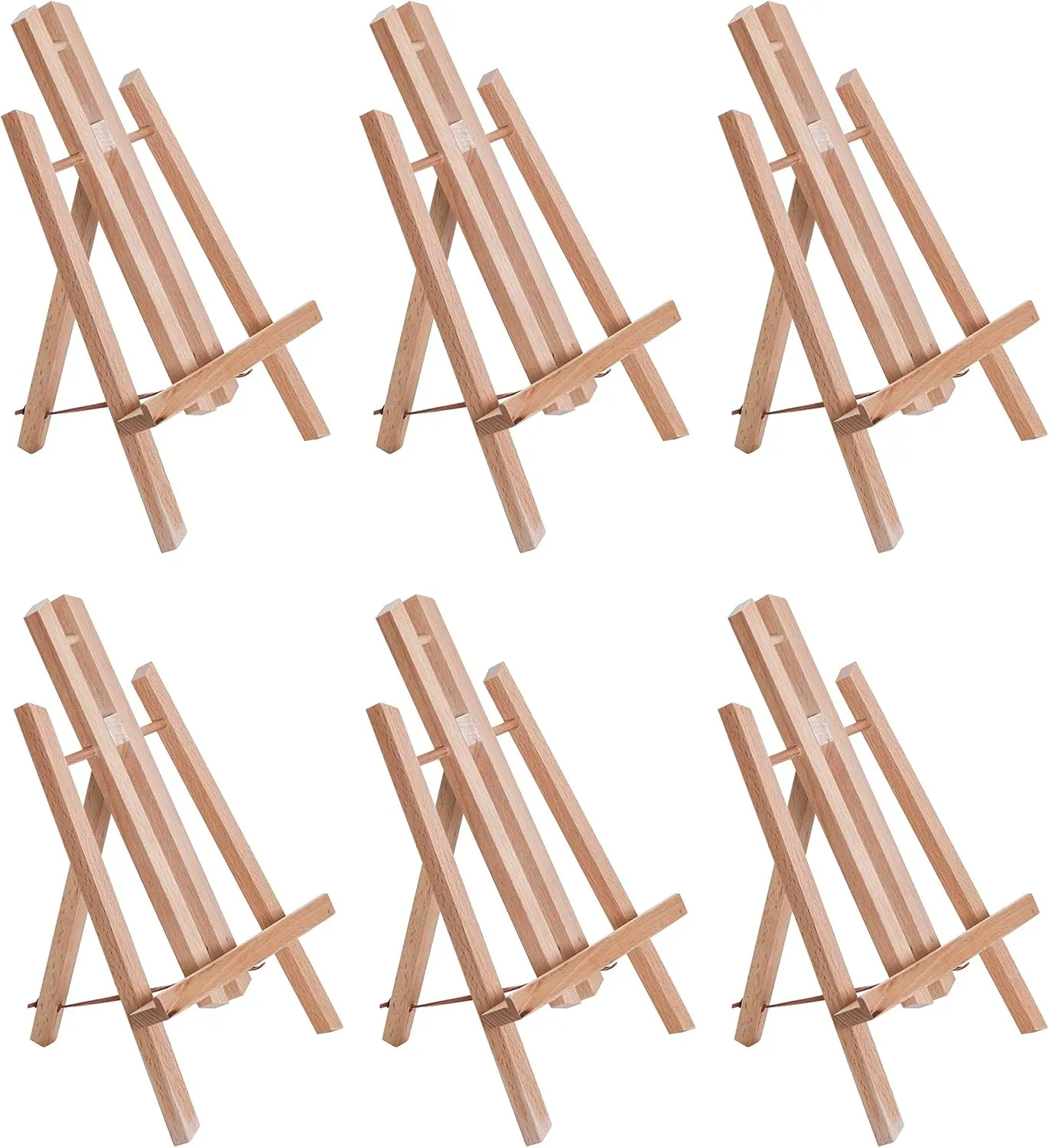 U.S. Art Supply 11" Small Tabletop Display Easel - Beechwood Artist A-Frame Display Stand, Wooden Easel for Painting, Canvas Stand, (Pack of 6) Classrooms Events Photo Picture Sign Holder