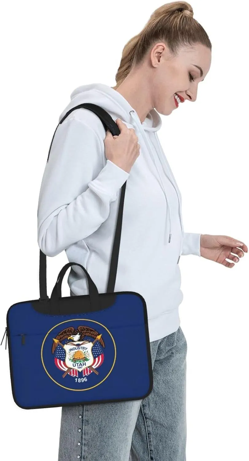 Utah Flag Print Laptop Adjustable Shoulder Strap With Handle Accessory Pocket For Men Women