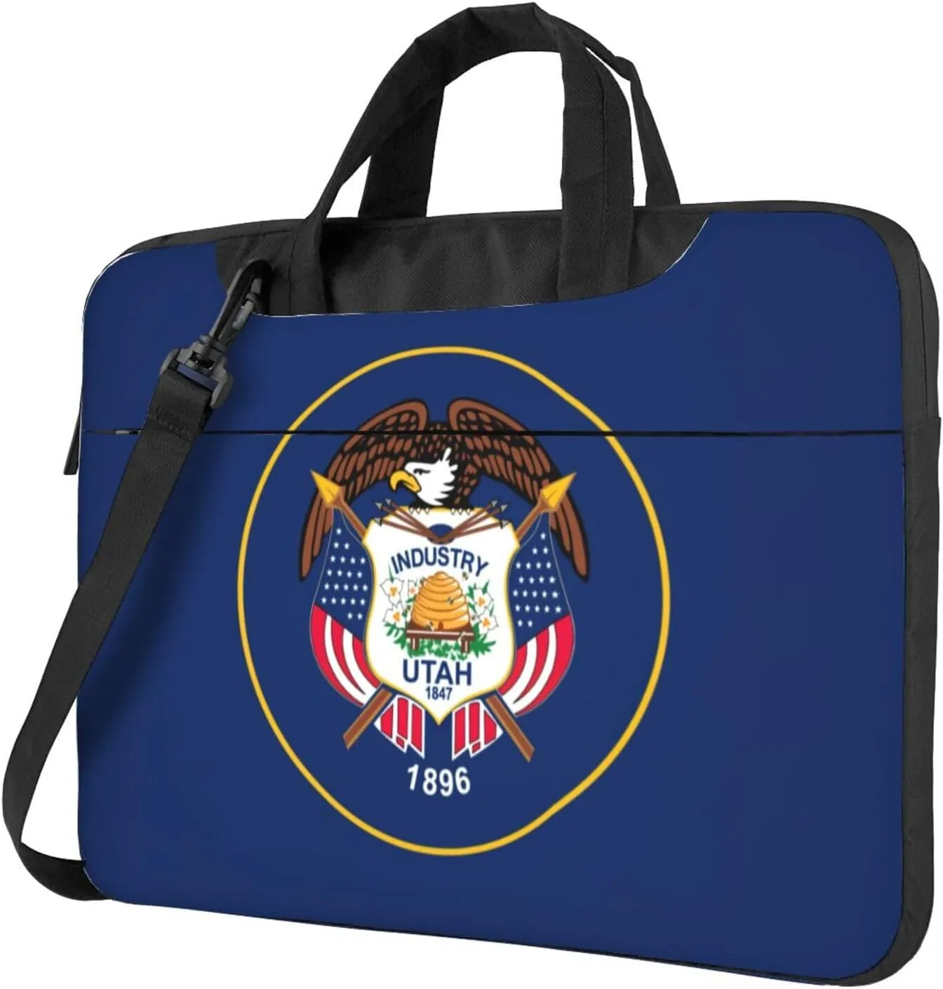 Utah Flag Print Laptop Adjustable Shoulder Strap With Handle Accessory Pocket For Men Women