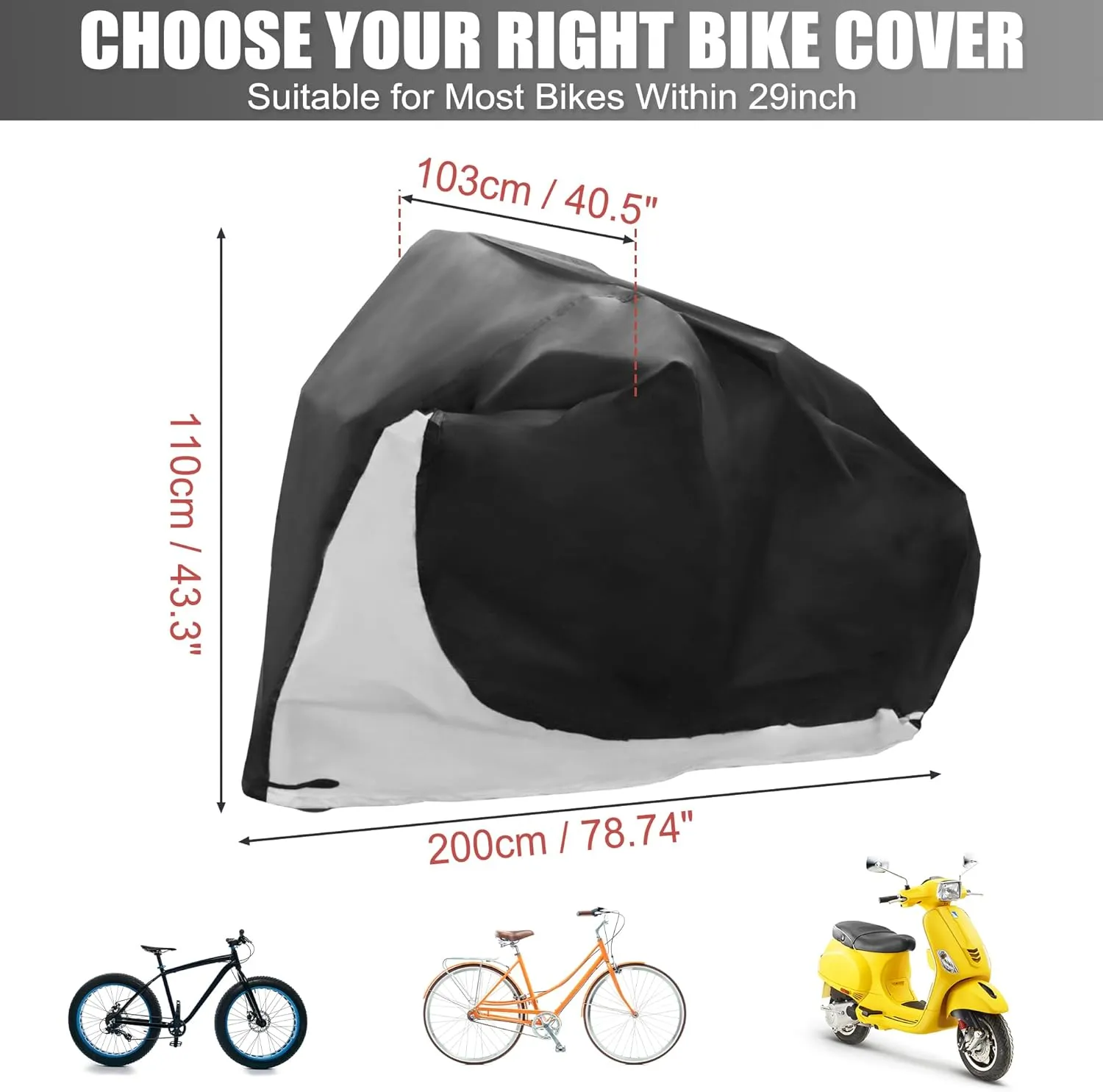 uxcell Bike Cover Outdoor Waterproof Bicycle Cover Sun Dust Wind Proof Bike Rain Covers for Mountain Road Electric City Bike