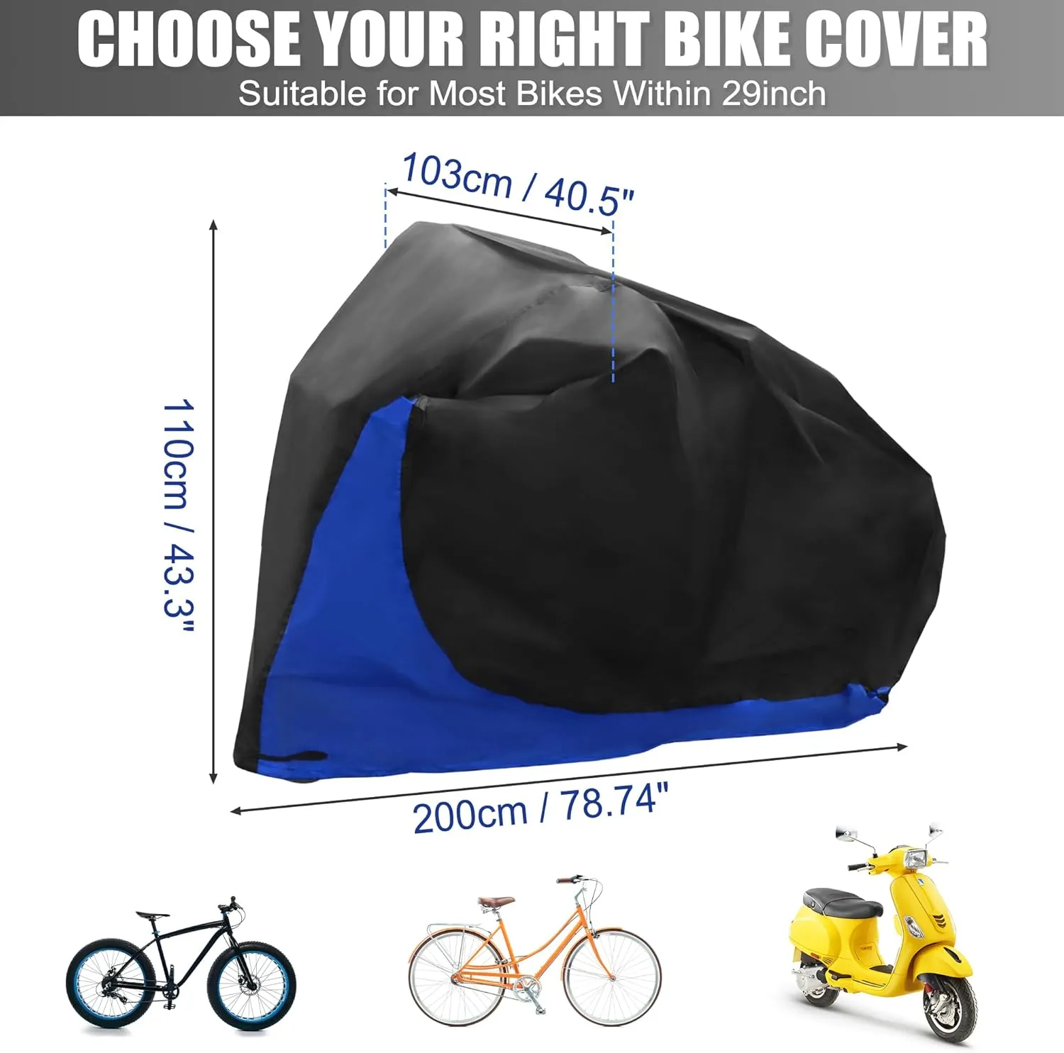uxcell Bike Cover Outdoor Waterproof Bicycle Cover Sun Dust Wind Proof Bike Rain Covers for Mountain Road Electric City Bike
