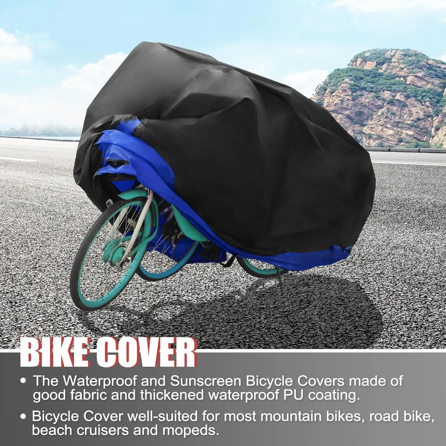 uxcell Bike Cover Outdoor Waterproof Bicycle Cover Sun Dust Wind Proof Bike Rain Covers for Mountain Road Electric City Bike
