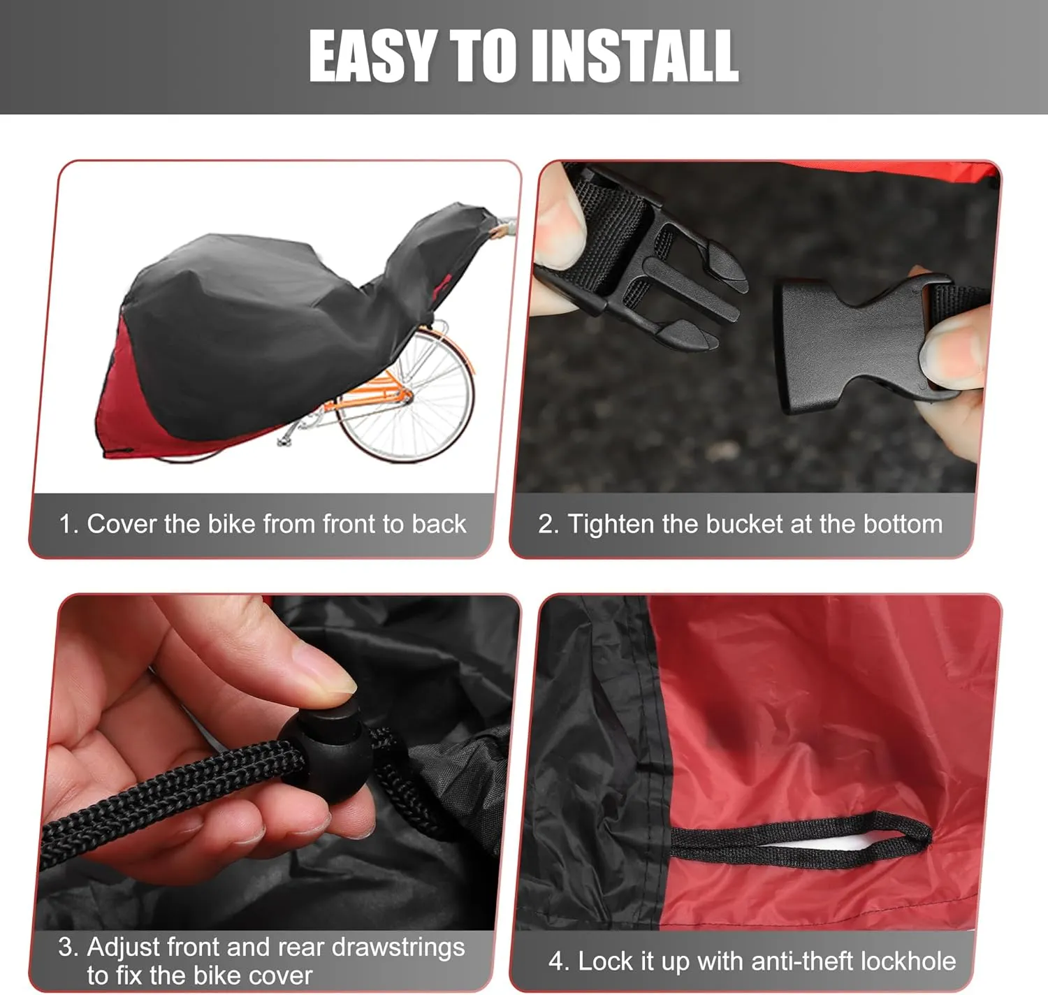 uxcell Bike Cover Outdoor Waterproof Bicycle Cover Sun Dust Wind Proof Bike Rain Covers for Mountain Road Electric City Bike