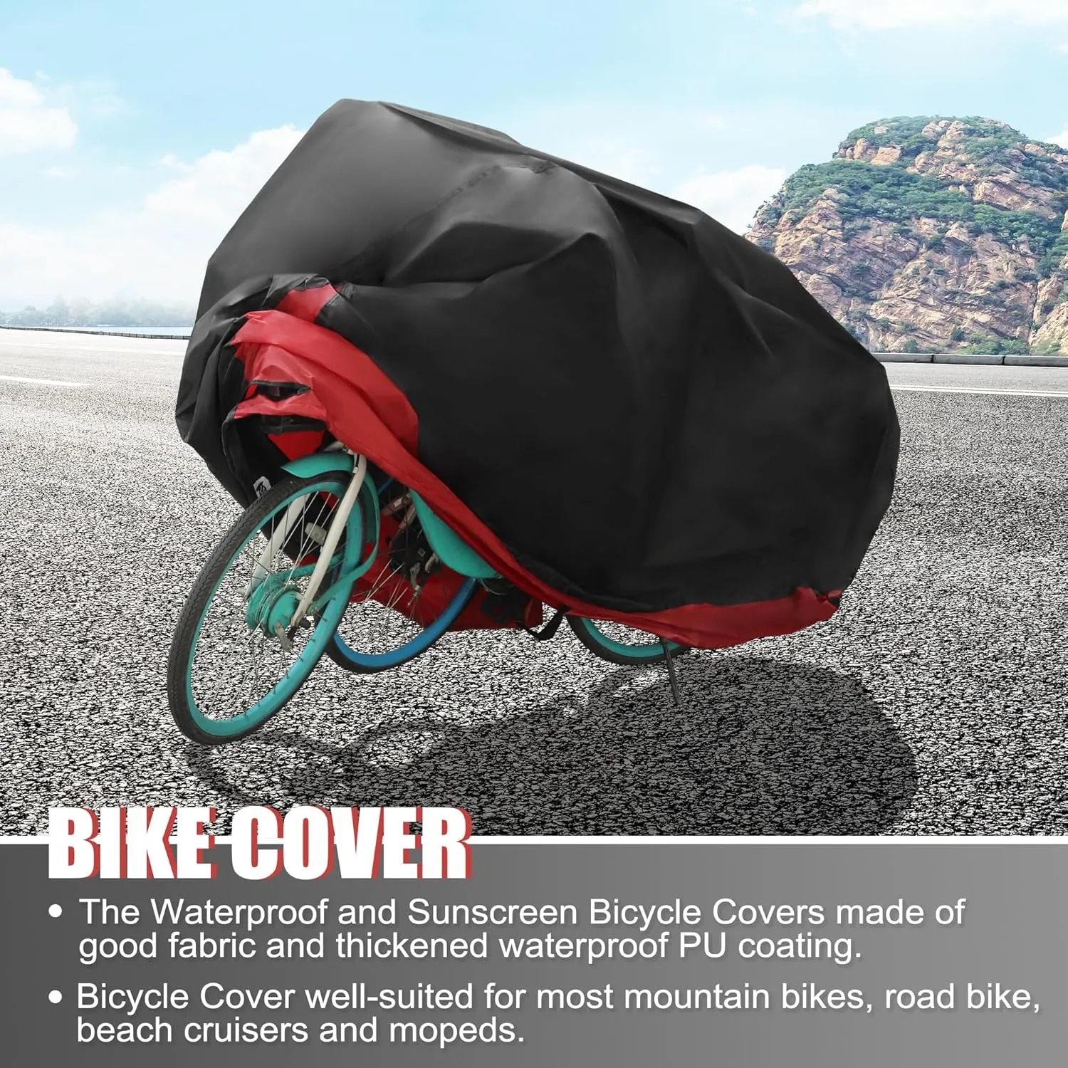 uxcell Bike Cover Outdoor Waterproof Bicycle Cover Sun Dust Wind Proof Bike Rain Covers for Mountain Road Electric City Bike