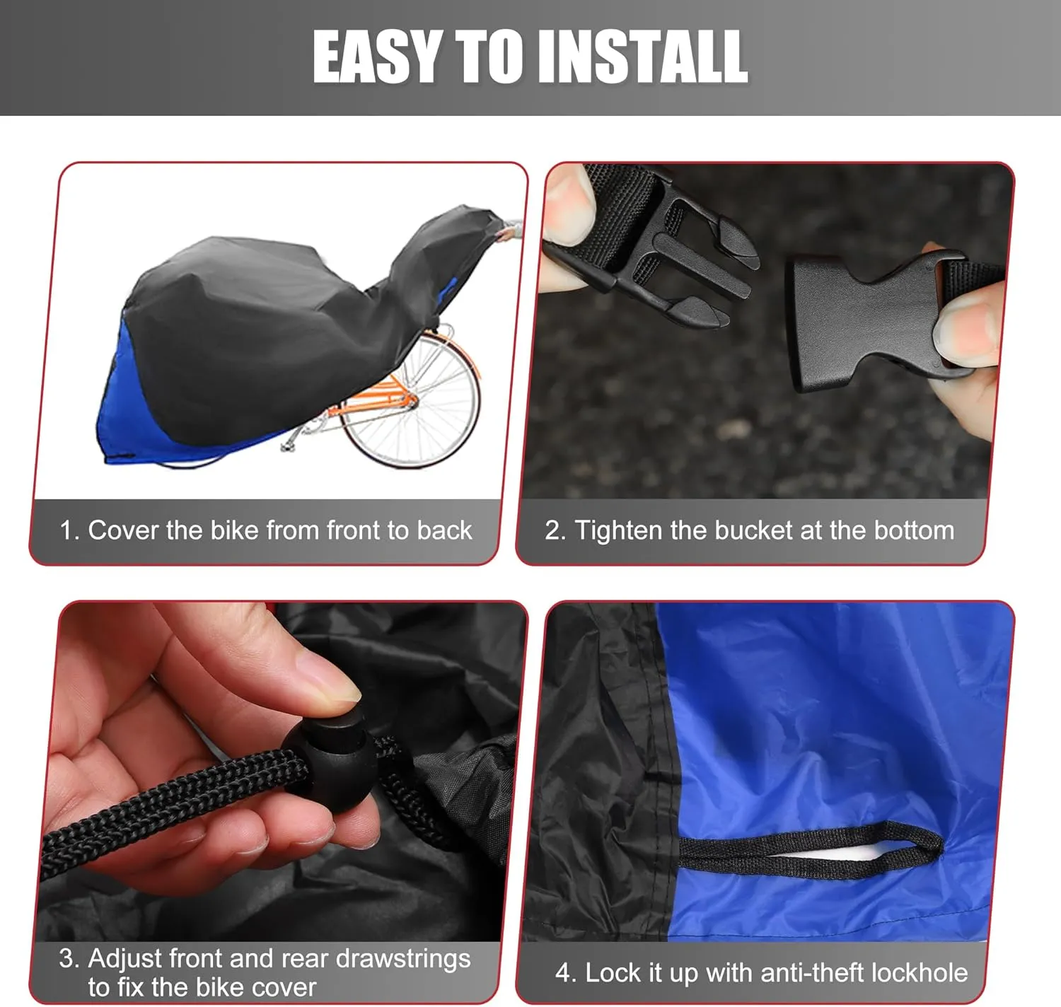 uxcell Bike Cover Outdoor Waterproof Bicycle Cover Sun Dust Wind Proof Bike Rain Covers for Mountain Road Electric City Bike