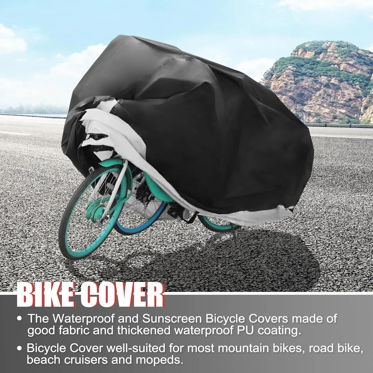 uxcell Bike Cover Outdoor Waterproof Bicycle Cover Sun Dust Wind Proof Bike Rain Covers for Mountain Road Electric City Bike