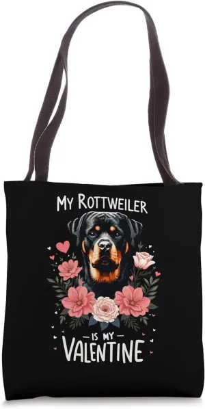 Valentine's Day Rottweiler Rottweilers Rot Dog Rottie Tote Bag