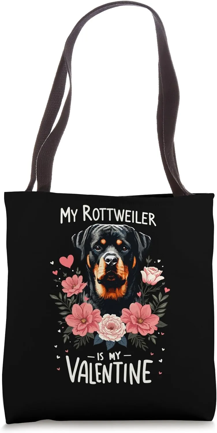 Valentine's Day Rottweiler Rottweilers Rot Dog Rottie Tote Bag