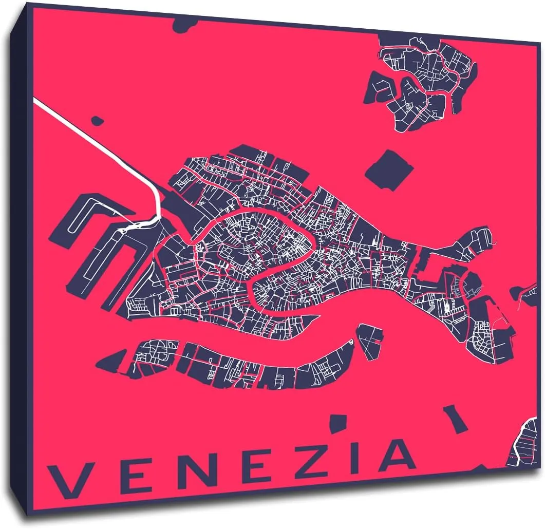 Venezia - Minimalist City Maps - 20x20 Gallery Wrapped Canvas Wall Art
