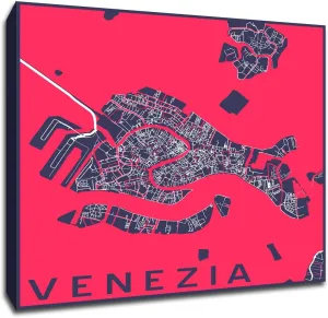 Venezia - Minimalist City Maps - 20x20 Gallery Wrapped Canvas Wall Art