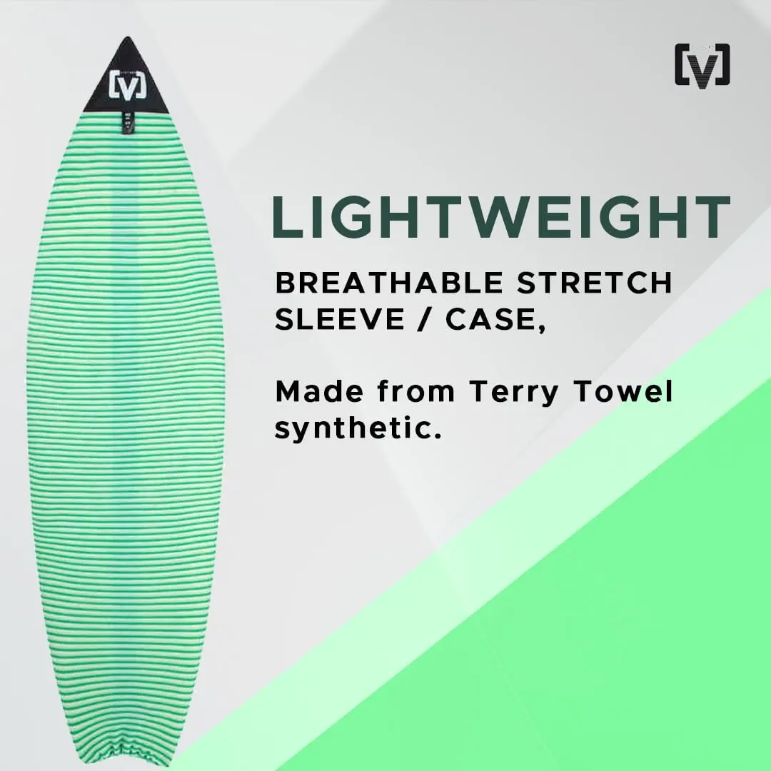 VICTORY DELUXE TERRY SURFBOARD Sock Cover, Shortboard, Longboard Board Sock Cover - Lightweight Stretch Surfboard Bag, Protective Poly Nose – Breathable Terry Towel Stretch Sleeve/Case