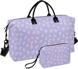 VIGTRO Travel Duffel Bag Weekender Overnight Bag with Toiletry Bag Cute Candy Corn Halloween Printed, Carry On Luggage Bag for Hospital Gym Travel Business, 2 Pcs Set