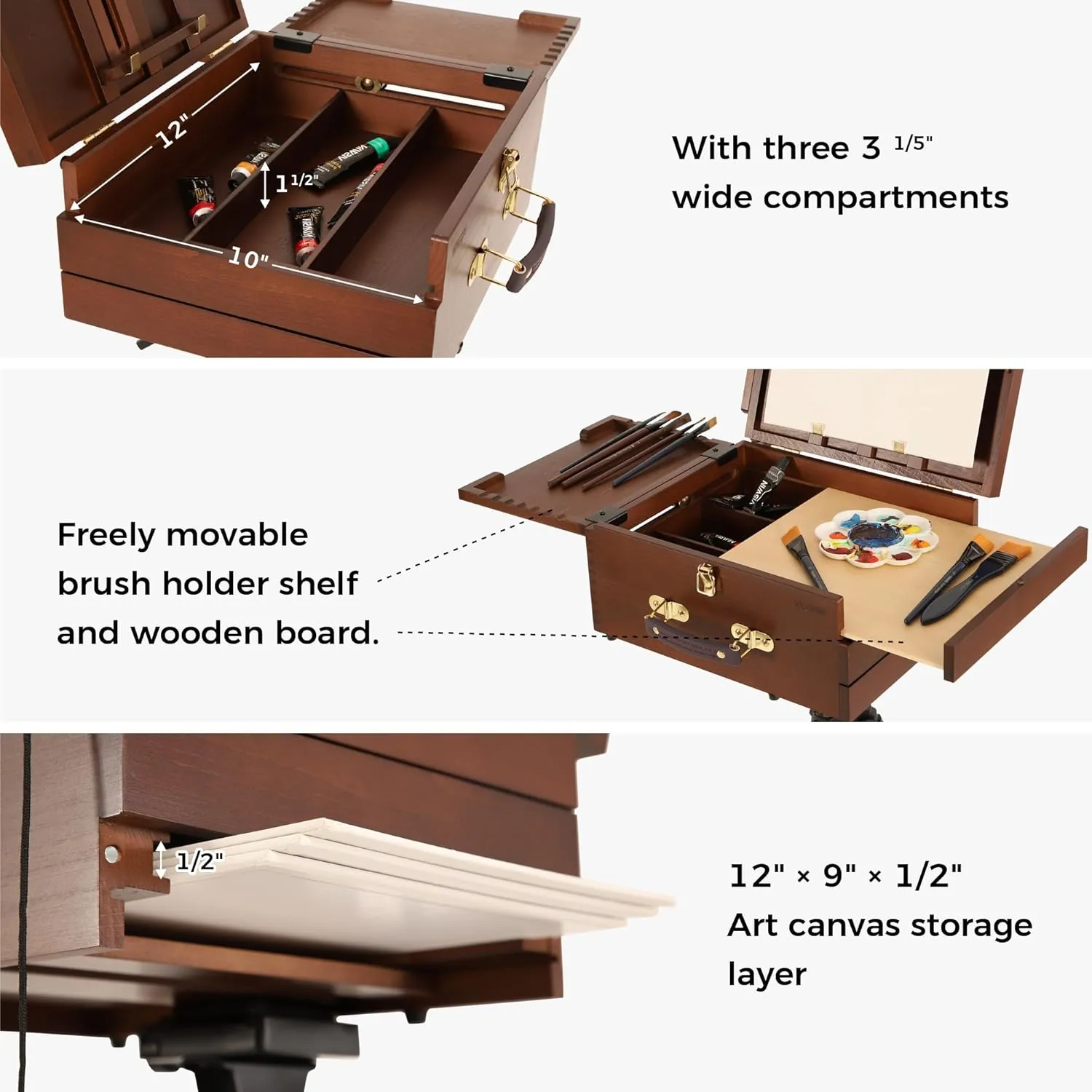 VISWIN Portable Plein Air Easel, Pochade Box with Aluminum Tripod & 2 Nylon Carry Bags, French Tabletop & Floor Easel Stand for Painting, Displaying Outdoor, Travel Easel for Artist, Adult, Beginner