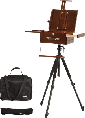 VISWIN Portable Plein Air Easel, Pochade Box with Aluminum Tripod & 2 Nylon Carry Bags, French Tabletop & Floor Easel Stand for Painting, Displaying Outdoor, Travel Easel for Artist, Adult, Beginner