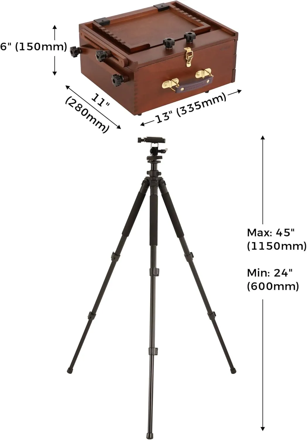 VISWIN Portable Plein Air Easel, Pochade Box with Aluminum Tripod & 2 Nylon Carry Bags, French Tabletop & Floor Easel Stand for Painting, Displaying Outdoor, Travel Easel for Artist, Adult, Beginner