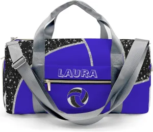 Volleyball Sports Duffel Bag Travel Duffle Gym Bags Weekender Bag with Shoe Compartments (Blue)