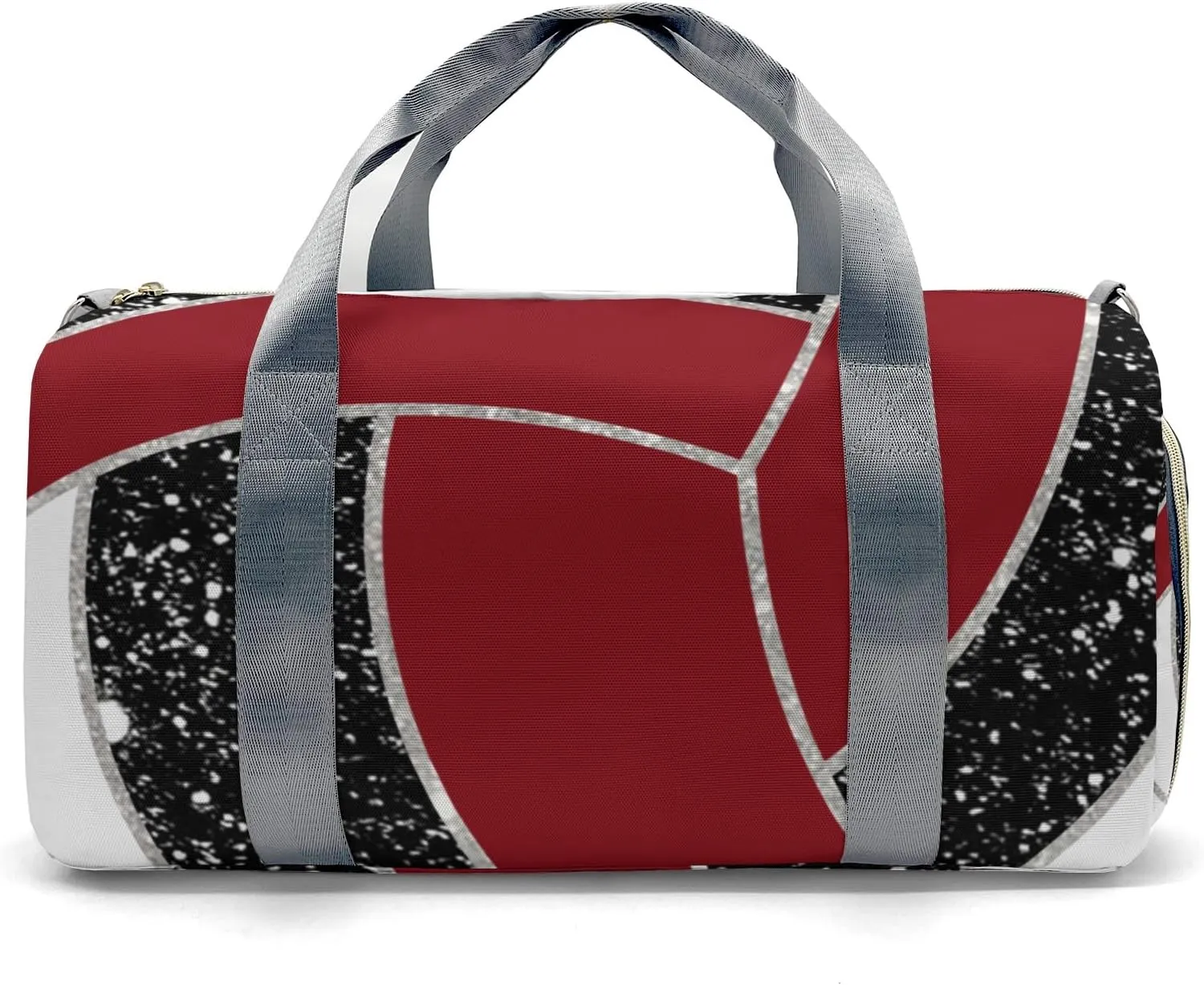 Volleyball Sports Duffel Bag Travel Duffle Gym Bags Weekender Bag with Shoe Compartments (Dark Red)