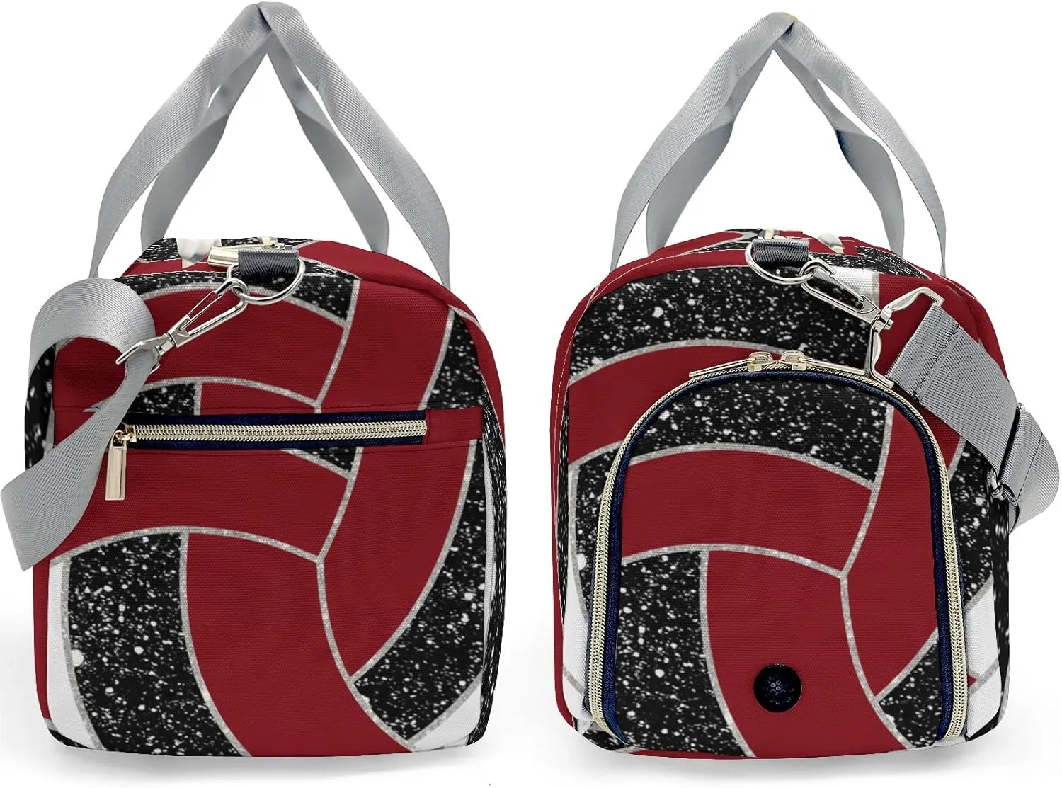Volleyball Sports Duffel Bag Travel Duffle Gym Bags Weekender Bag with Shoe Compartments (Dark Red)