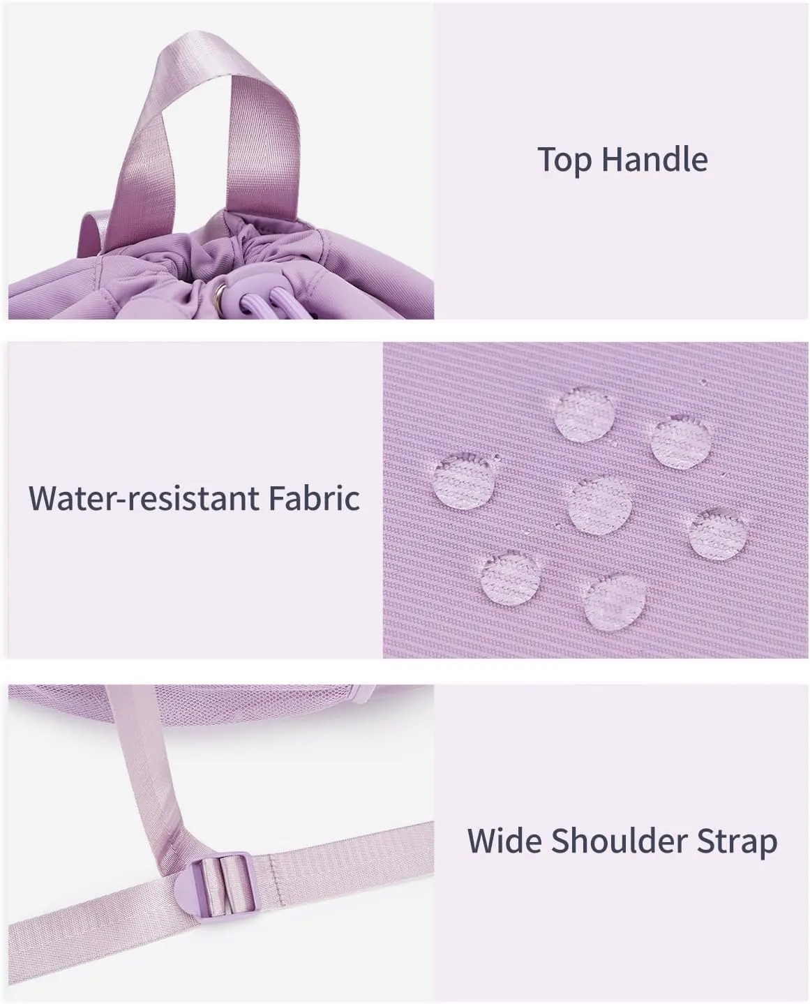 WANDF Drawstring Backpack Sports Gym Bag with Yoga Mat Strap, Water-Resistant String Backpack Cinch Bag with Mesh Pocket for Women Men (Purple, Patent Pending)