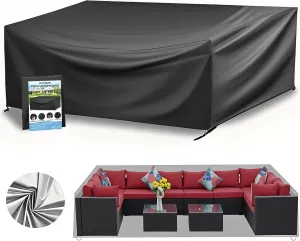 Wanocean Patio Furniture Covers Waterproof, Outdoor Furniture Cover with Storage Bag, Outdoor Table and Chair Cover for Rain, UV, Snow and Dust（110" L x 83" W x 28" H）