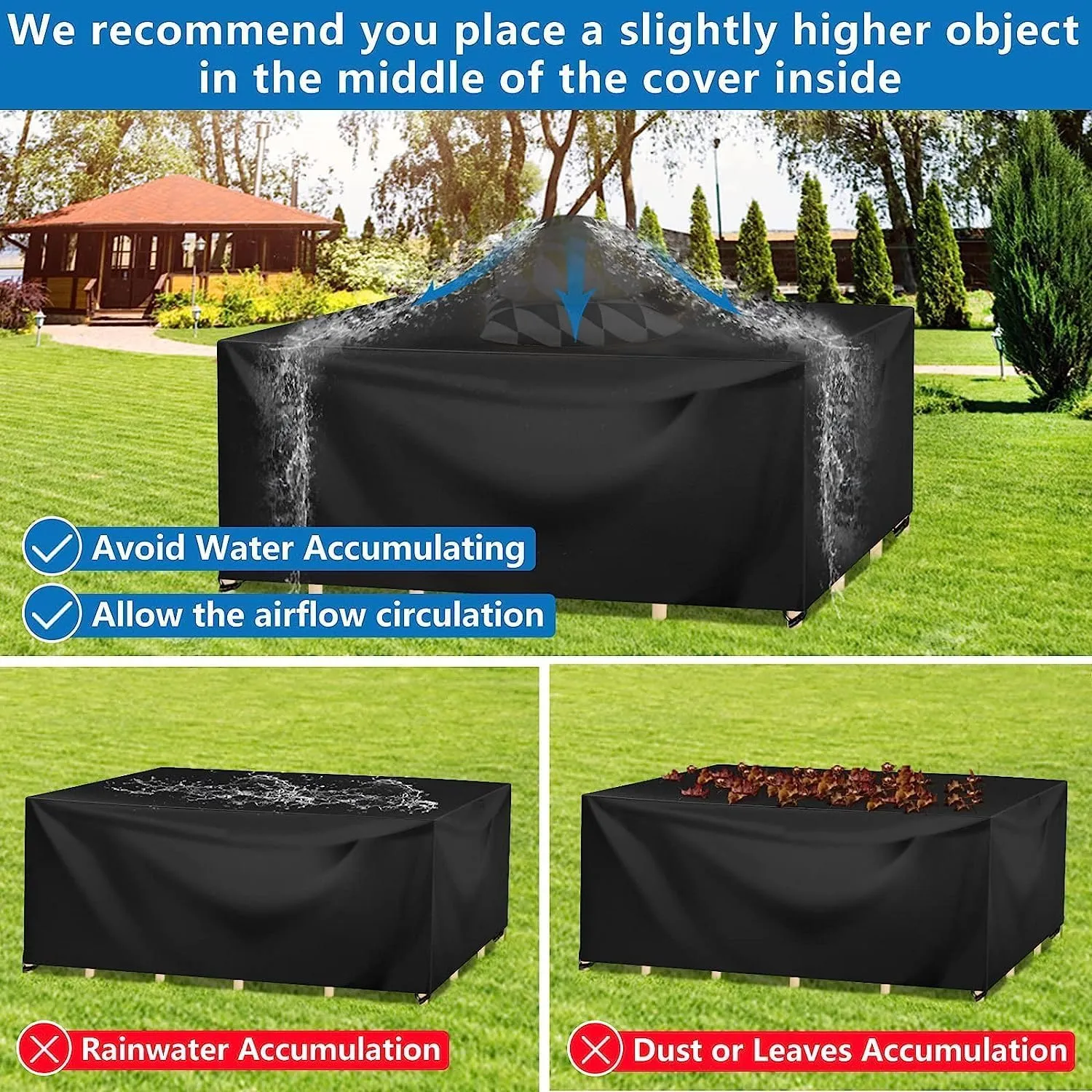 Wanocean Patio Furniture Covers Waterproof, Outdoor Furniture Cover with Storage Bag, Outdoor Table and Chair Cover for Rain, UV, Snow and Dust（110" L x 83" W x 28" H）