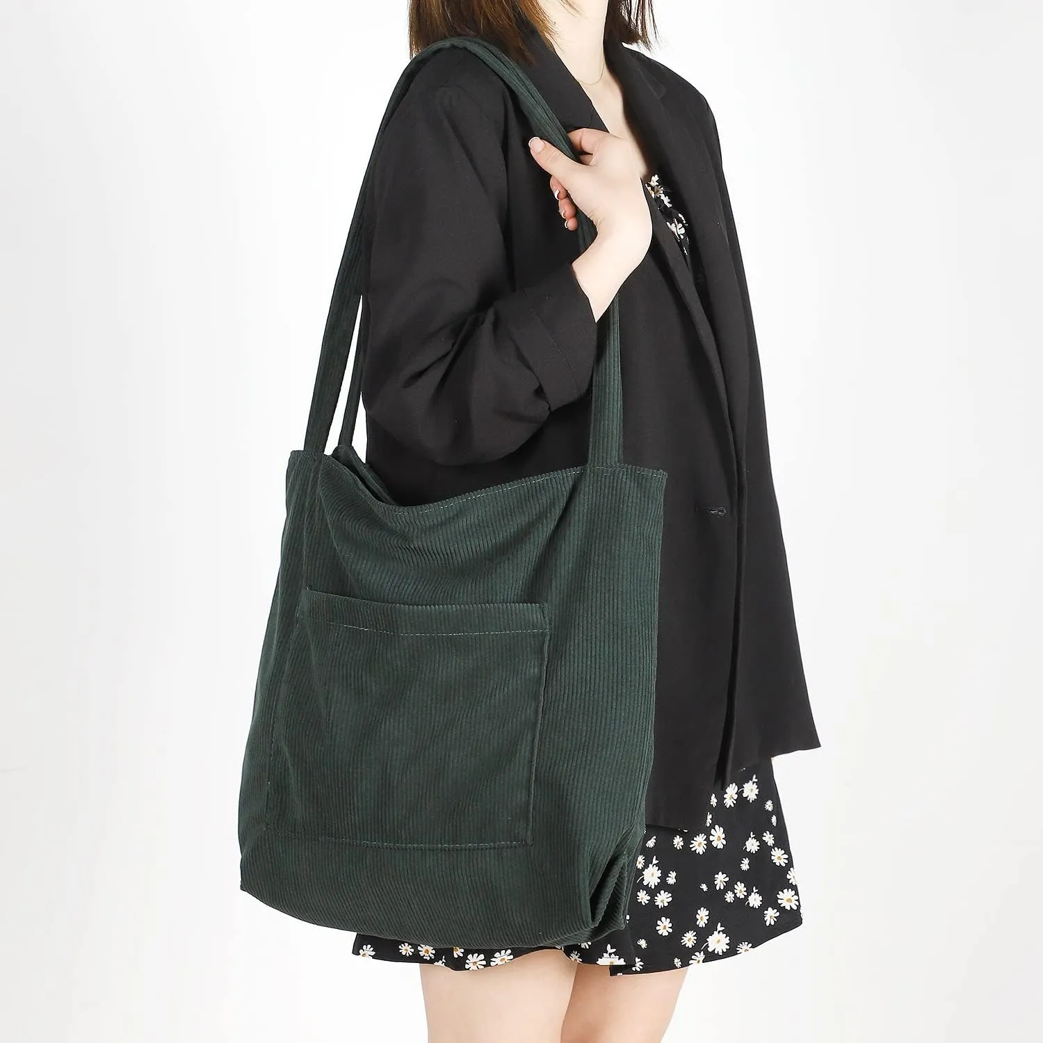 WantGor Women Corduroy Tote Bag, Large Shoulder Hobo Bags Casual Handbags Big Capacity Shopping Work Bag