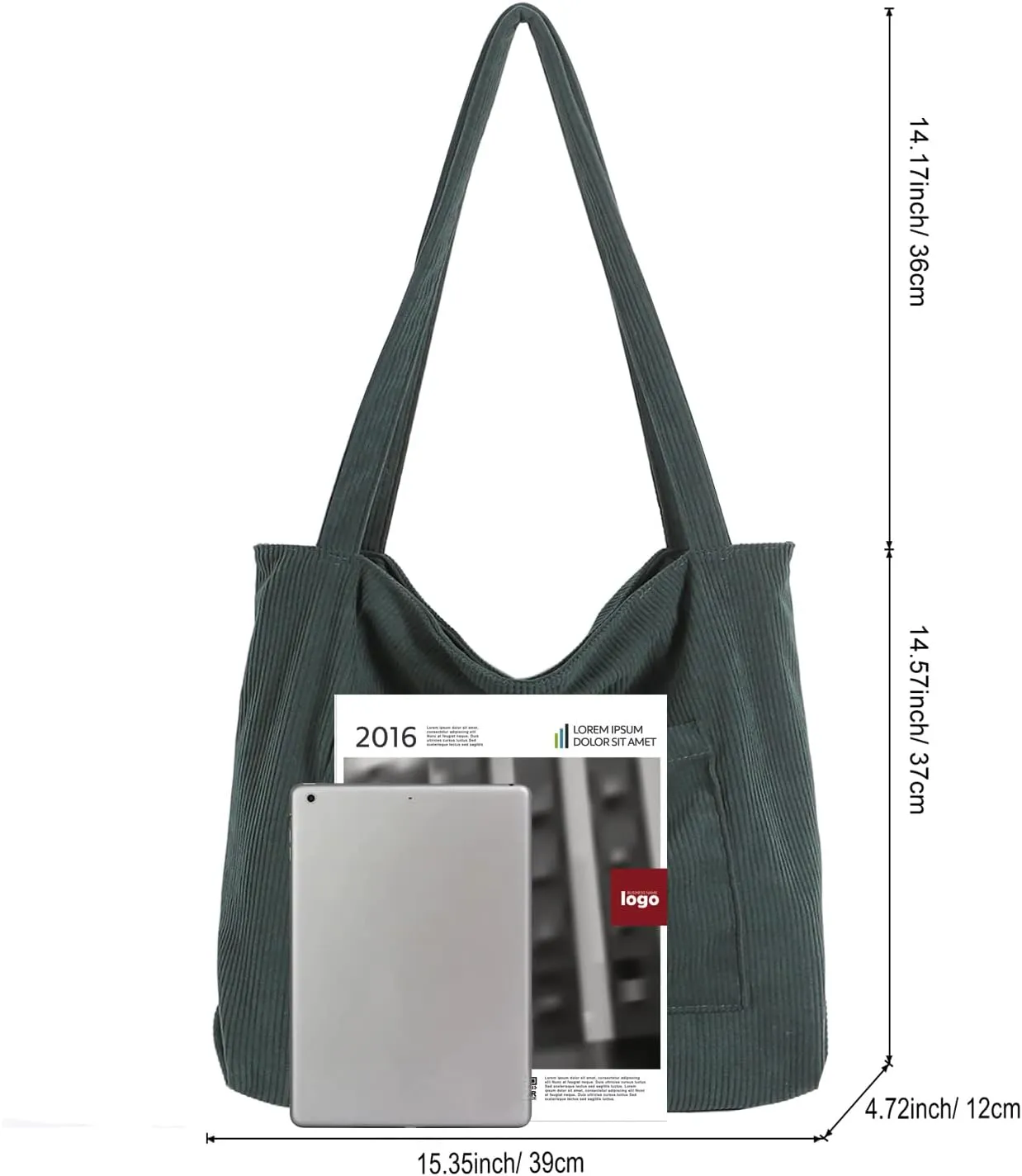 WantGor Women Corduroy Tote Bag, Large Shoulder Hobo Bags Casual Handbags Big Capacity Shopping Work Bag