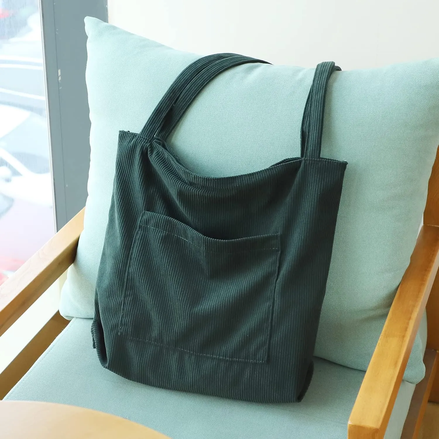 WantGor Women Corduroy Tote Bag, Large Shoulder Hobo Bags Casual Handbags Big Capacity Shopping Work Bag