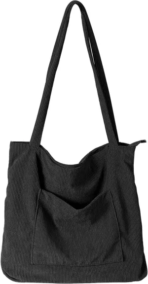 WantGor Women Corduroy Tote Bag, Large Shoulder Hobo Bags Casual Handbags Big Capacity Shopping Work Bag