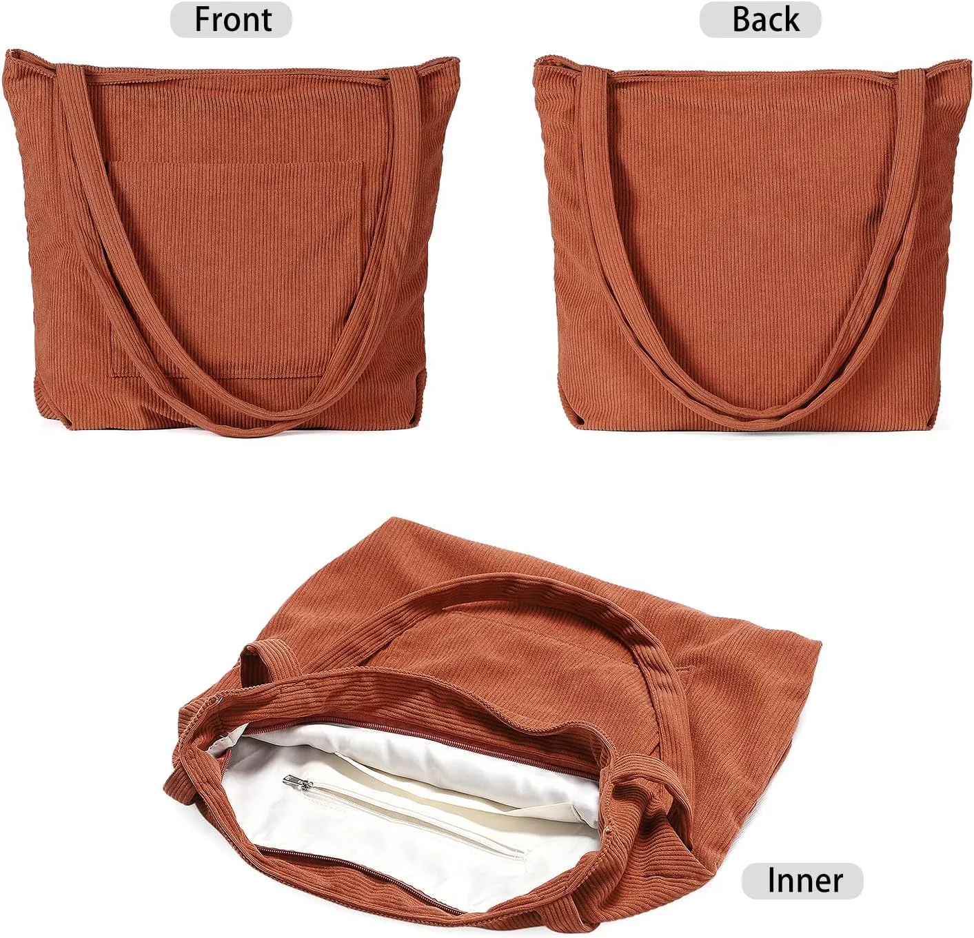 WantGor Women Corduroy Tote Bag, Large Shoulder Hobo Bags Casual Handbags Big Capacity Shopping Work Bag