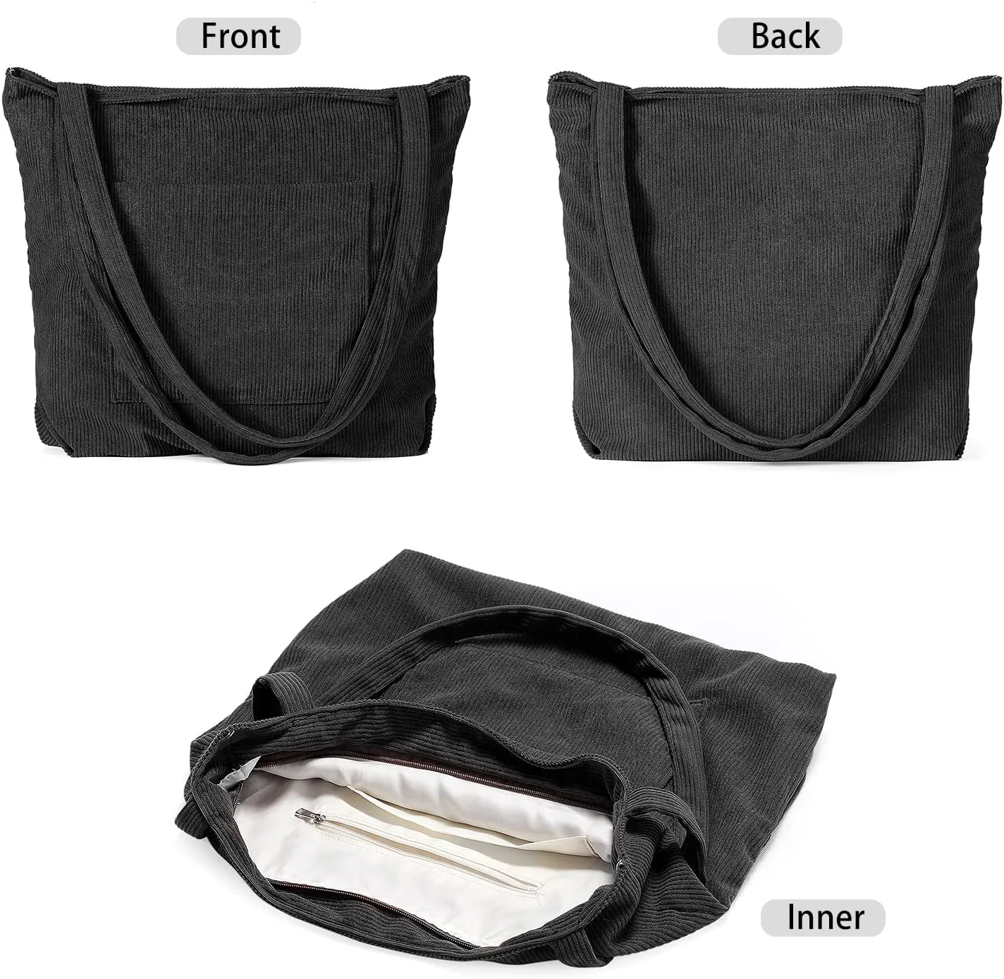 WantGor Women Corduroy Tote Bag, Large Shoulder Hobo Bags Casual Handbags Big Capacity Shopping Work Bag
