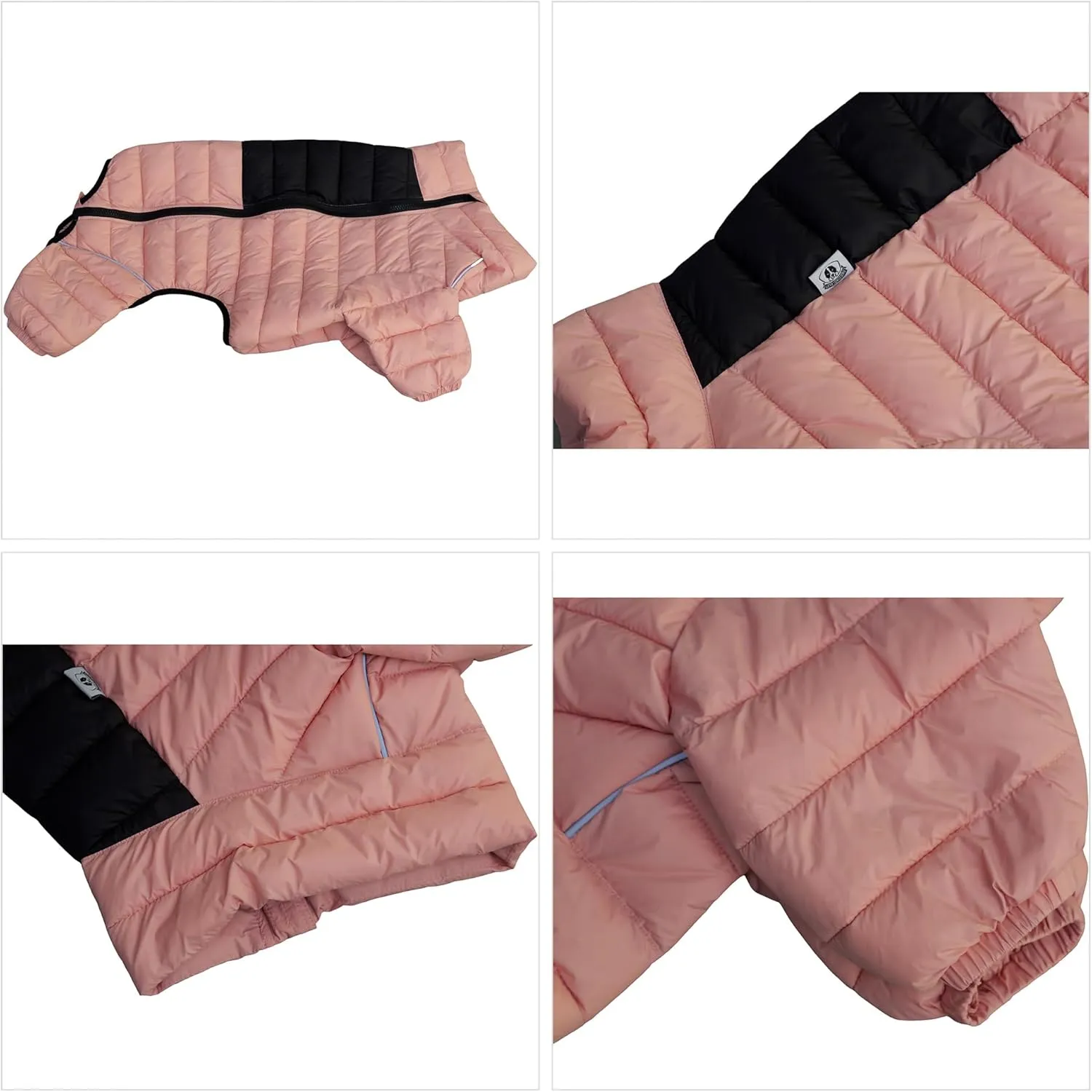 Warm Dog Coat, 4 Legs Covered Waterproof Windproof Reflective Vest, Zippered Adjustable Outdoor Snow Jacket for Small Medium Large Dogs, Lotus Pink XL