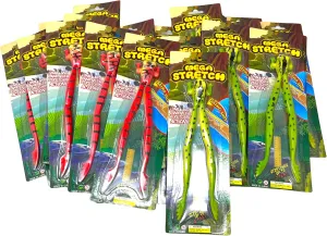 WARM FUZZY Toys Full Case (24) Mega Stretch Frog Toy| Stretches to 5 Feet | 2 Assorted Styles of Realistic Frog Toys Great for Party Favor, Prize Box, PTA Carnival or School Fundraisers