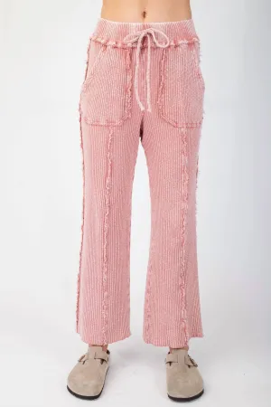 Washed Novelty Rib Knit Sweatpants In Mauve