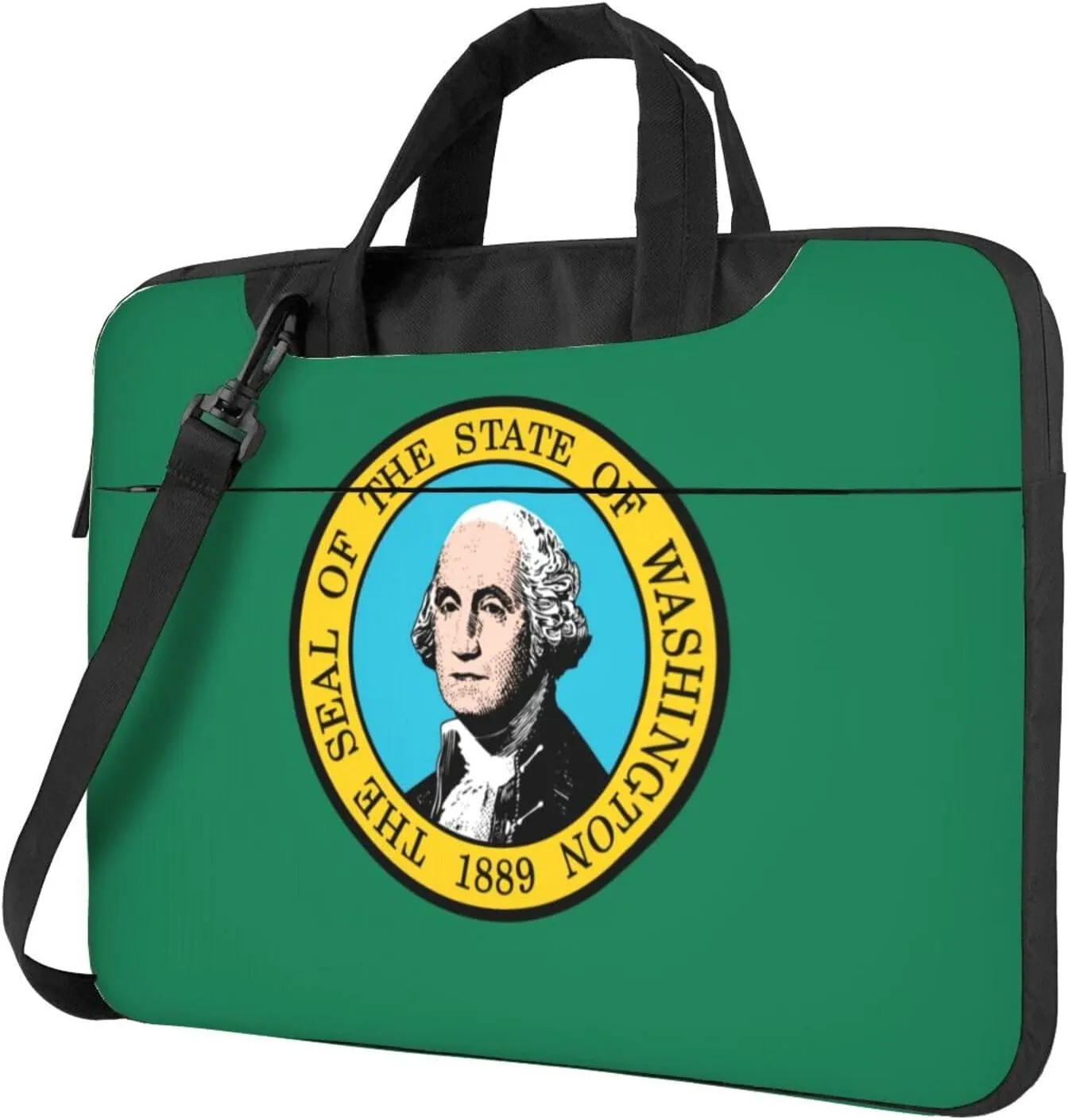 Washington Flag Print Laptop Adjustable Shoulder Strap With Handle Accessory Pocket For Men Women