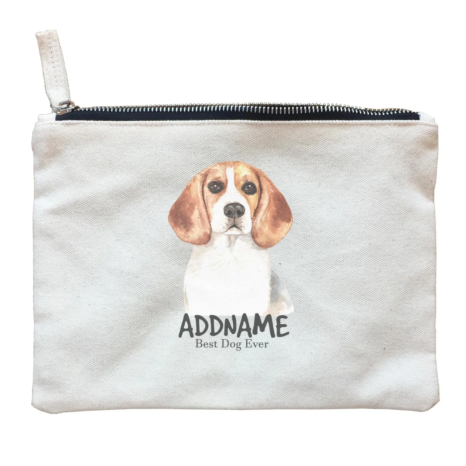 Watercolor Dog Beagle Dog Best Dog Ever Addname Zipper Pouch