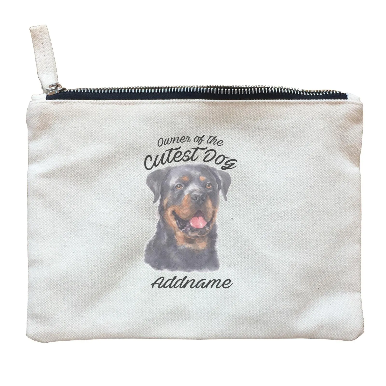 Watercolor Dog Owner Of The Cutest Dog Rottweiler Addname Zipper Pouch