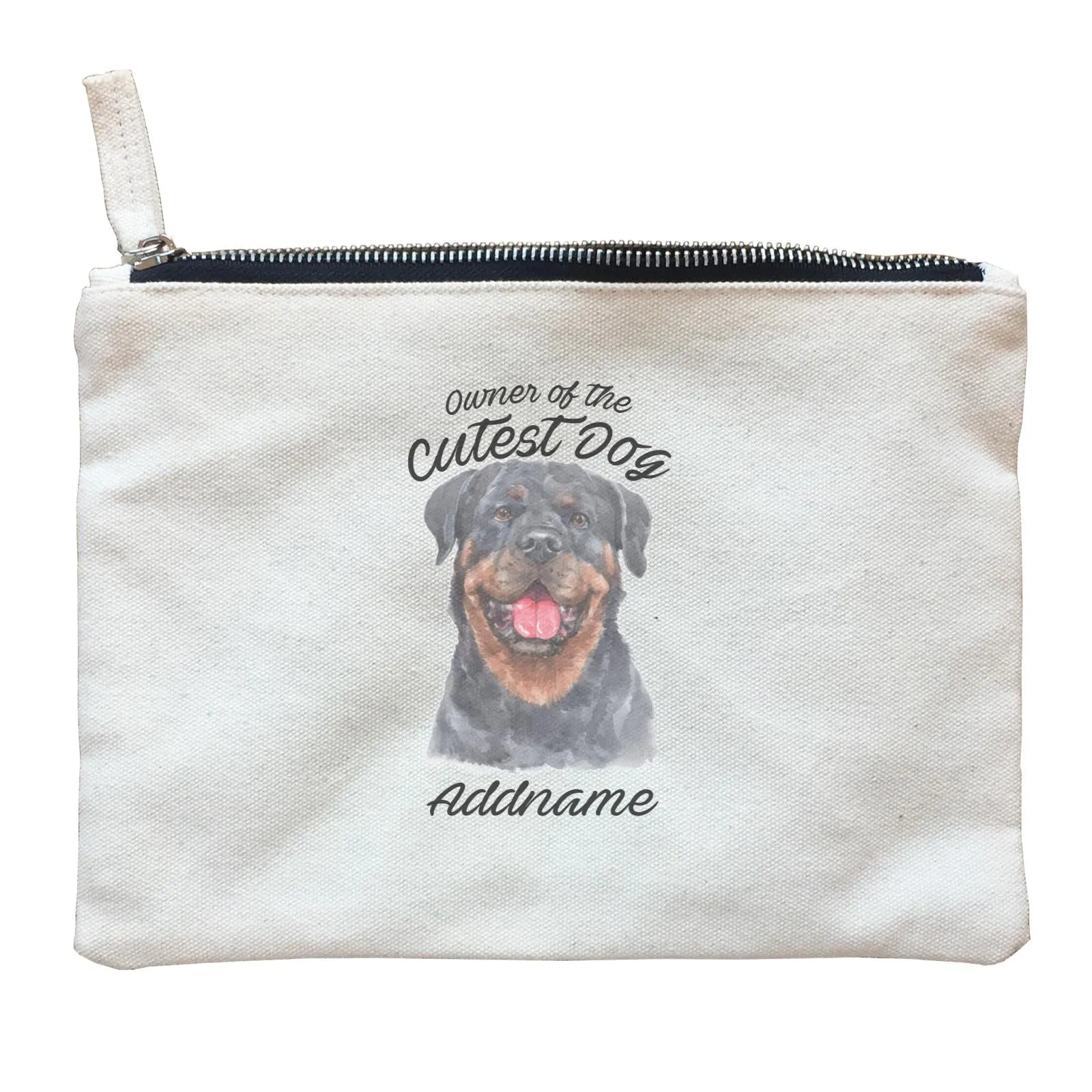 Watercolor Dog Owner Of The Cutest Dog Rottweiler Happy Addname Zipper Pouch
