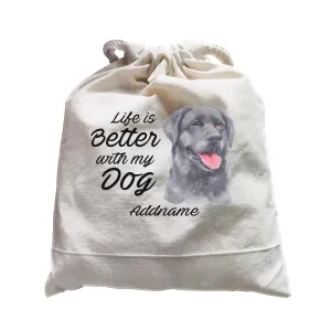 Watercolor Life is Better With My Dog Labrador Black Addname Satchel