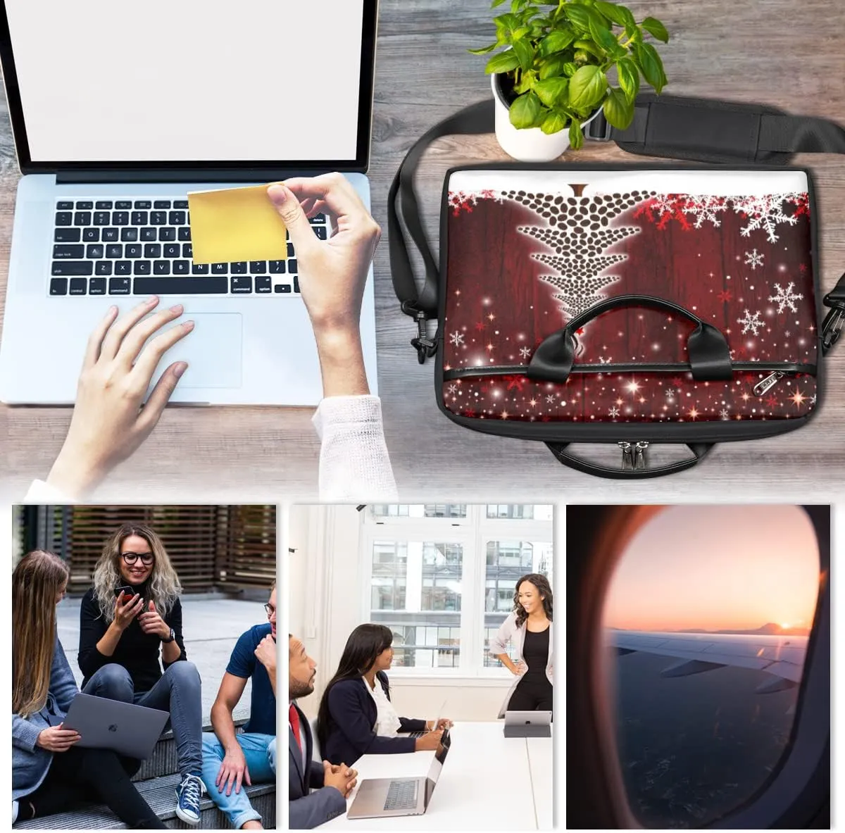 Watermelon Print Laptop Shoulder Messenger Bag Waterproof Laptop Briefcase with Handle and Padded Strap Case Sleeve
