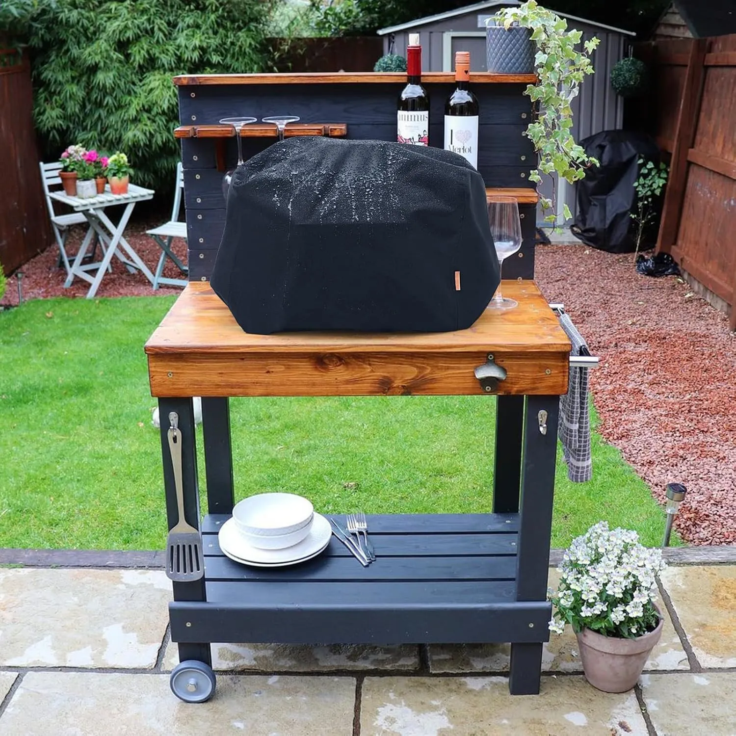 Waterproof Cover for Ninja Woodfire Pro Premium XL Outdoor Grill, Outdoor Grill Accessories for Ninja Wood Fire Smoker Air Fryer OG900/800 Series, Windproof with Drawstring Closure (Cover Only)