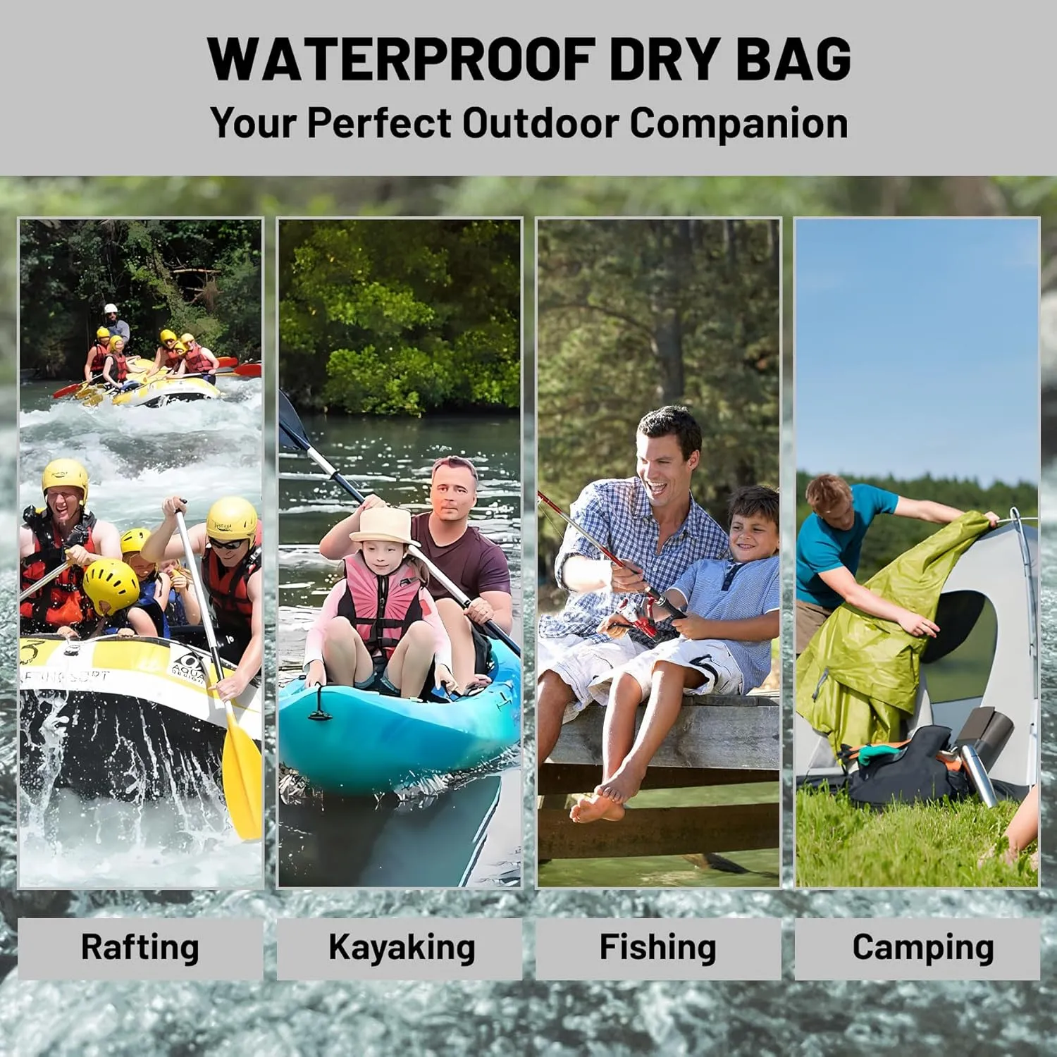 Waterproof Dry Bag,Roll Top Blue Ombre Rustic Barn Wood Waterproof Backpack 5L/10L/20L Floating and Lightweight Bags for Kayaking, Boating, Fishing, Swimming and Camping with Waterproof Phone Case