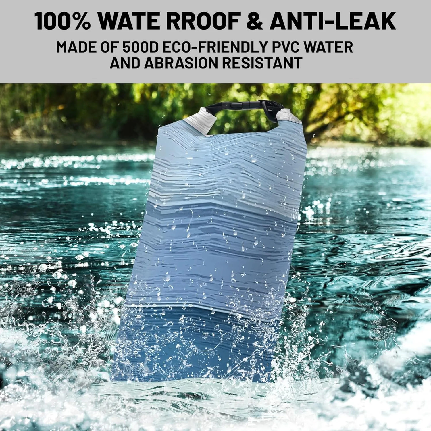 Waterproof Dry Bag,Roll Top Blue Ombre Rustic Barn Wood Waterproof Backpack 5L/10L/20L Floating and Lightweight Bags for Kayaking, Boating, Fishing, Swimming and Camping with Waterproof Phone Case