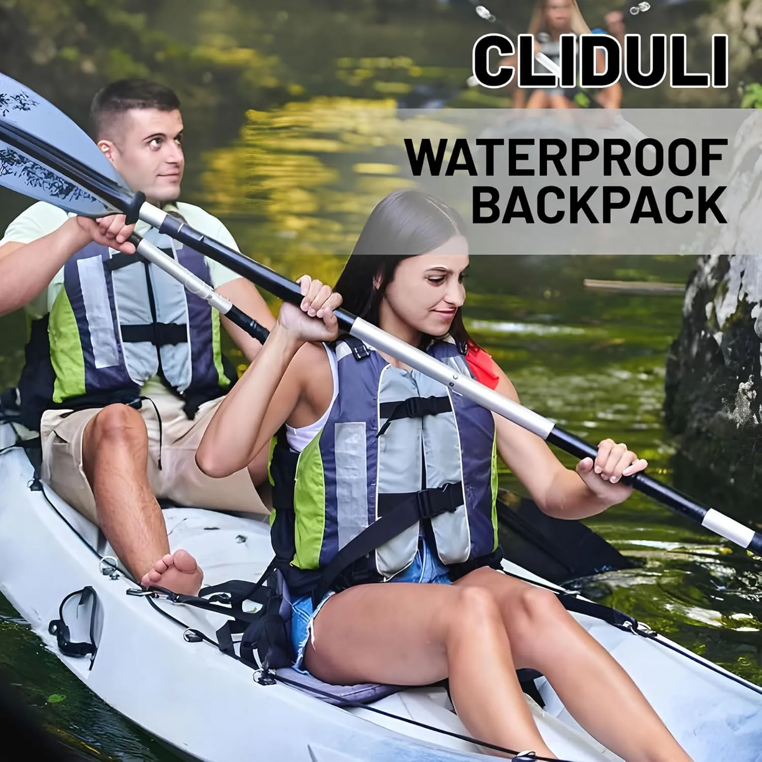 Waterproof Dry Bag,Roll Top Blue Ombre Rustic Barn Wood Waterproof Backpack 5L/10L/20L Floating and Lightweight Bags for Kayaking, Boating, Fishing, Swimming and Camping with Waterproof Phone Case