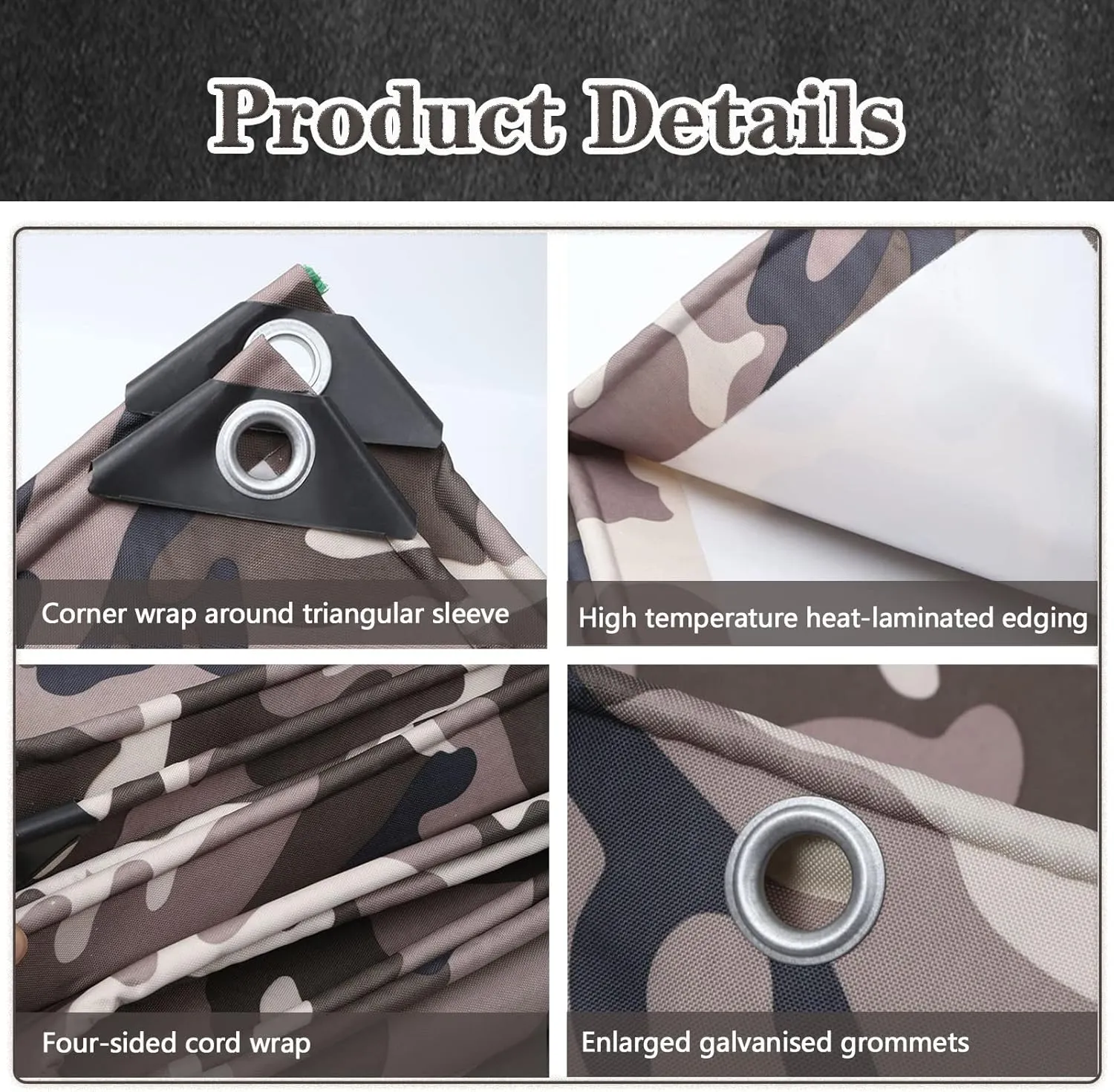 Waterproof Tarpaulin Camouflage Tarp Sheet Heavy Duty Groundsheet,0.4mm Thick Caravan Camo Cover Protective Rainproof Canopy Tent with Grommets (Size:3x7m)